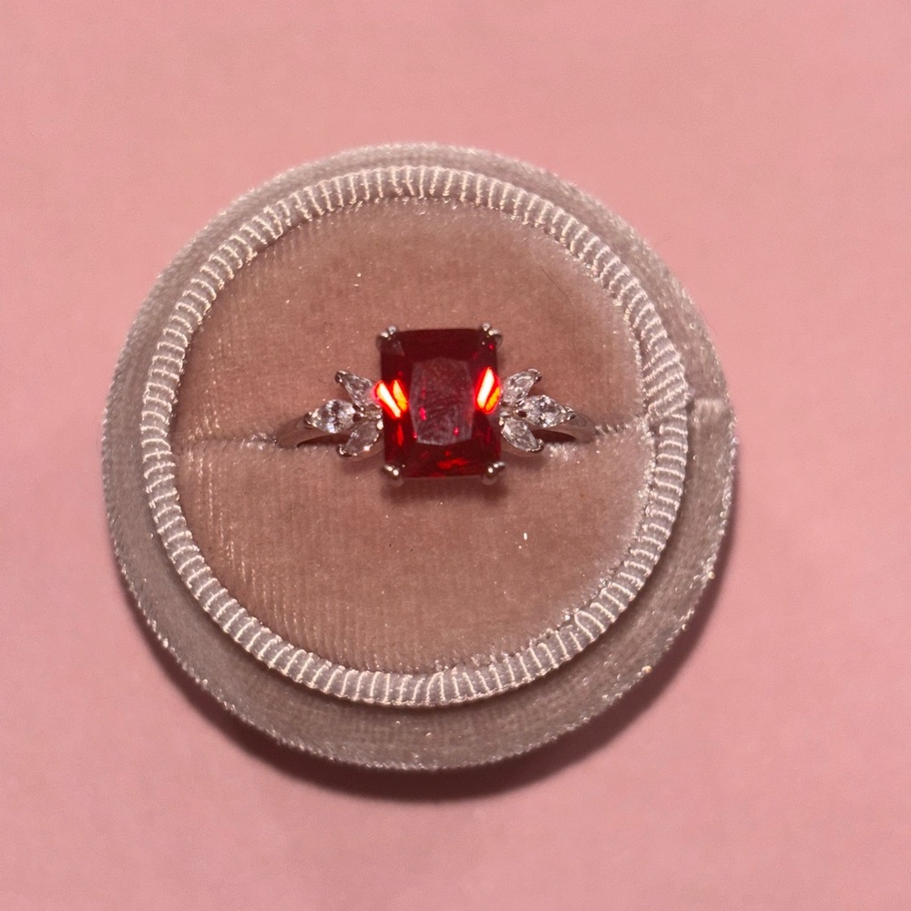 Sterling Silver Red Garnet Ring